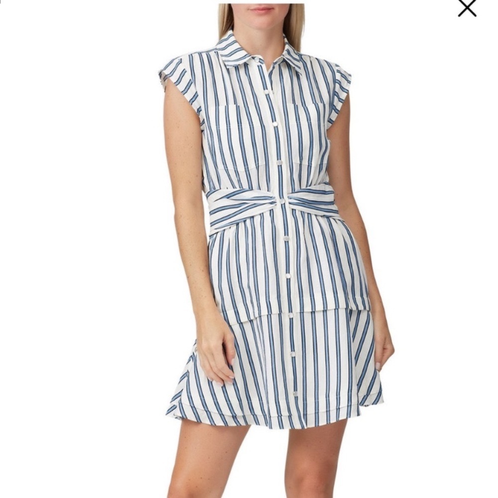 Derek Lam 10 Crosby Striped Tie Waist Shirt Dress